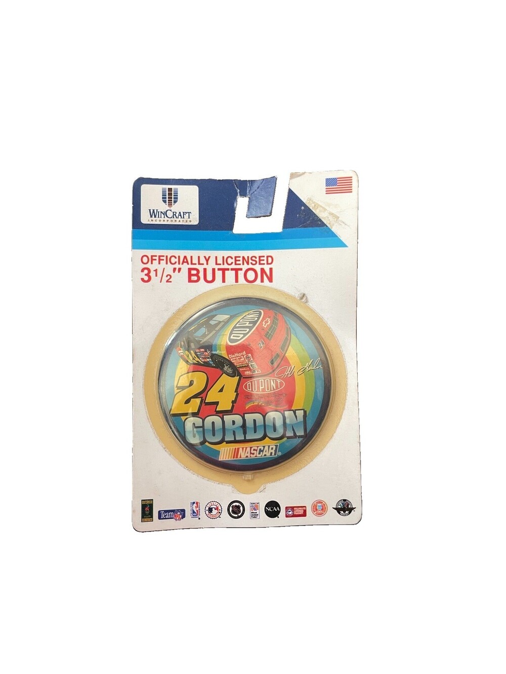 Jeff Gordon DuPont #24 Wincraft 3-1/2" Button Pin Vintage 1999